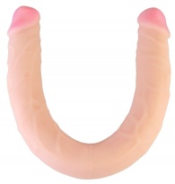 Телесный двухсторонний фаллоимитатор-реалистик -48 см.