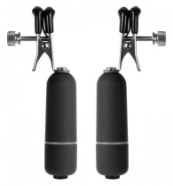 Чёрные клипсы на соски с вибрацией