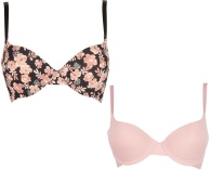 Набор из 2 бюстгальтеров пуш-ап - принтованного черного и розового