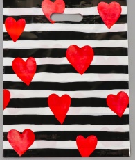 Полиэтиленовый пакет  Красные сердечки  - 31 х 40 см.