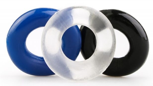 Набор из 3 эрекционных гладких колец разного цвета