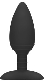 Черная анальная пробка Glow с вибрацией и подогревом - 12 см.