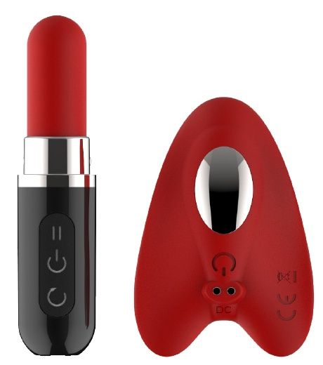 Красная насадка в трусики с пультом-помадой APHRODITE