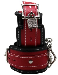 Красно-черные регулируемые наручники с фиксацией на карабинах