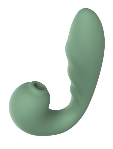 Зеленый вибратор с вакуумной стимуляцией Duo Viro