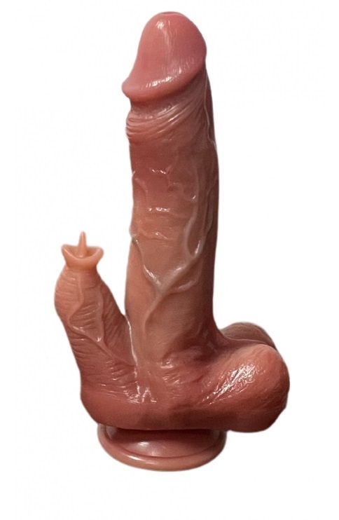 Телесный вибратор-реалистик с эффектами вращения, пенетрации и нагревом - 21 см.