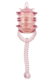 Персиковое виброяичко со шнурком и шипами