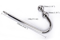 Серебристый анальный крюк для подвешивания с двумя шариками