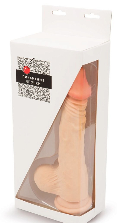 Телесный фаллоимитатор-реалистик на присоске - 22 см.