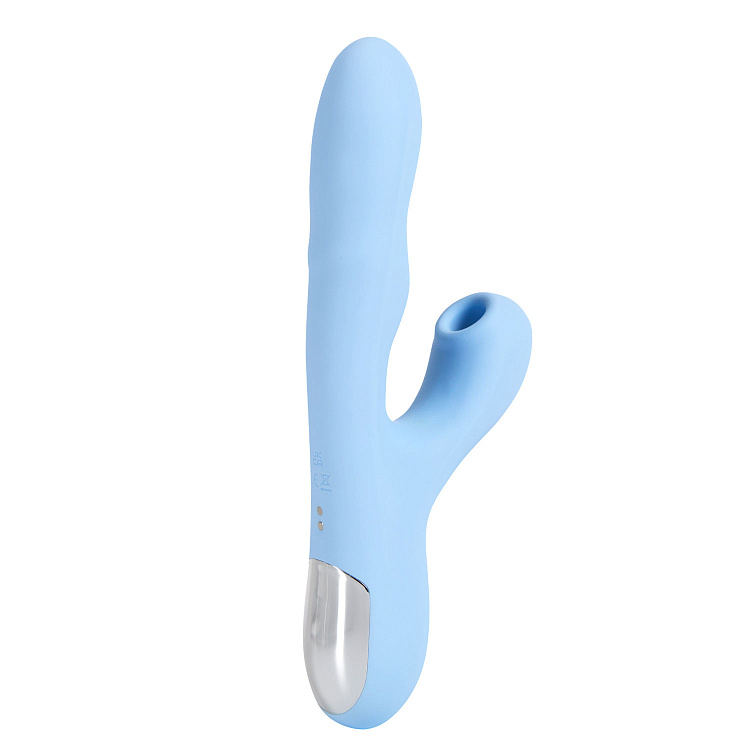 Голубой вибратор с ротацией и вакуумной стимуляцией BeYourLover Rosubi