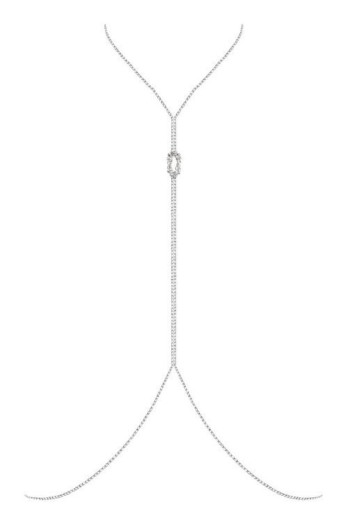 Серебристое украшение на тело со стразами