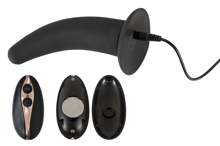 Черный вибрострапон с пультом ДУ RC Vibrating Strap-On - 13 см.