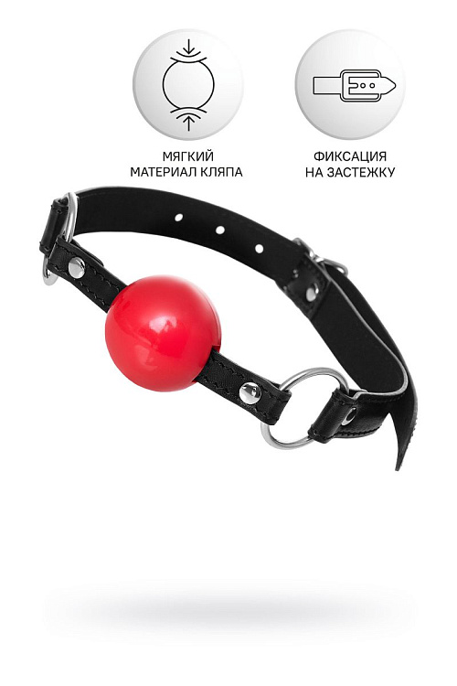 Красный кляп-шар на черных ремешках Anonymo