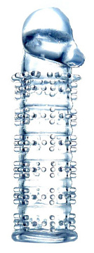 Прозрачная насадка на пенис с рельефом - 12 см.