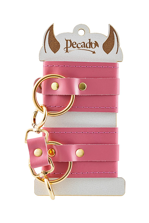 Розовые однослойные кожаные наручники