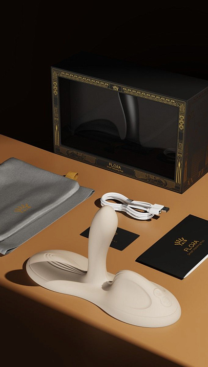 Белая виброподушка с функцией нагрева Flora