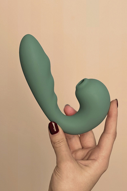 Зеленый вибратор с вакуумной стимуляцией Duo Viro