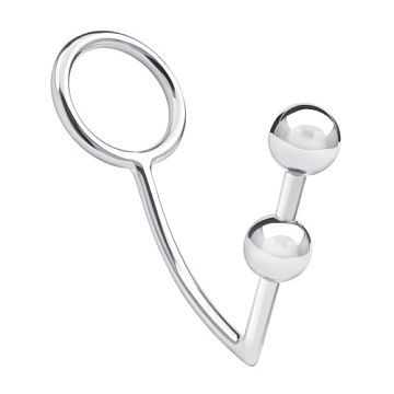 Кольцо на пенис с анальным стимулятором Two Bead Stainless Steel Anal Hook   Cock Ring