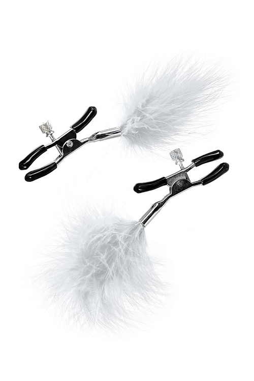 Зажимы для сосков TOYFA Theatre с белым пухом