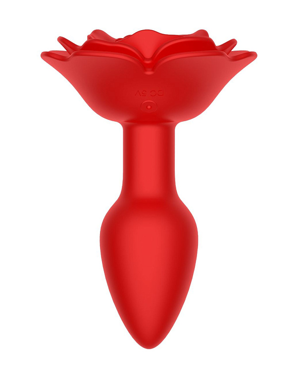 Красный анальный вибростимулятор в форме розы