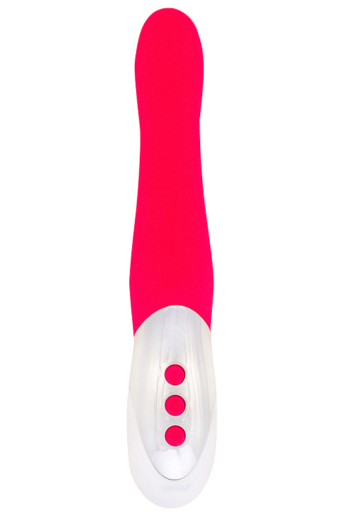 Ярко-розовый пульсирующий массажер - 26 см.