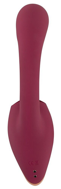 Малиновый вибратор с подвижными язычками 2 Function Vibrator - 20,6 см.