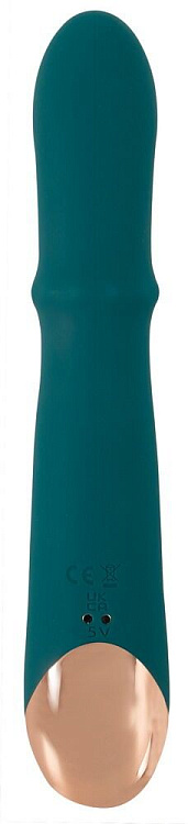 Зеленый вибратор-кролик с подвижным кольцом Thumping Rabbit Vibrator - 22,7 см.