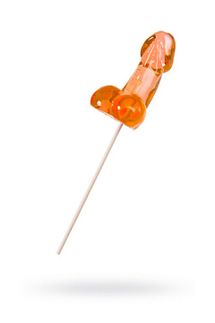 Оранжевый леденец в форме члена со вкусом амаретто - 80 гр.