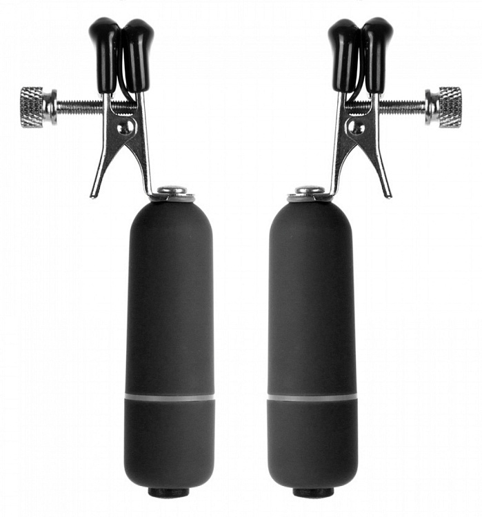 Чёрные клипсы на соски с вибрацией