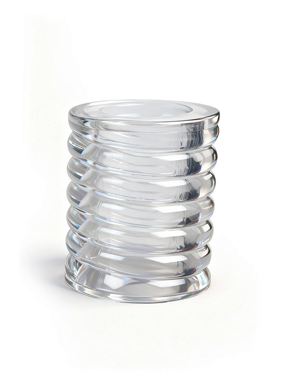 Прозрачная сквозная насадка на пенис с ребрышками