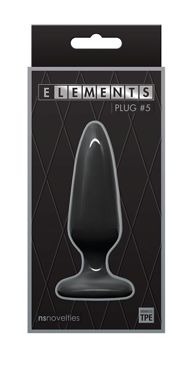 Черная конусовидная анальная пробка Plug № 5 - 10,1 см.