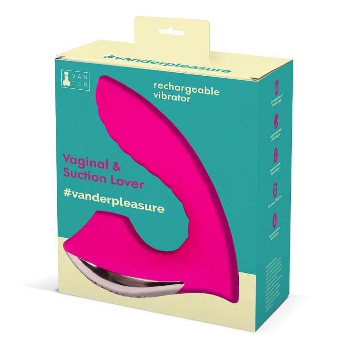 Ярко-розовый вибромассажёр с вакуумной стимуляцией Vaginal   Suction Lover