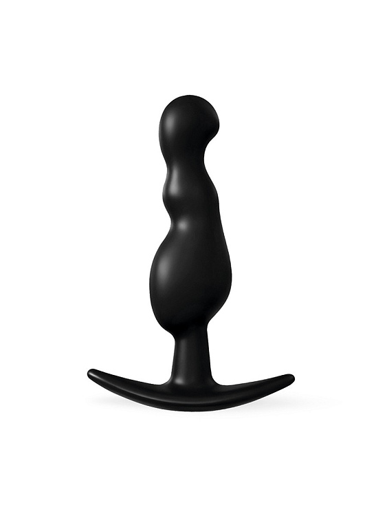 Черная фигурная анальная втулка - 8,5 см.