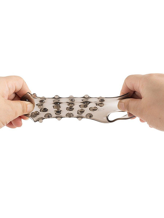 Дымчатая насадка на пенис с выпуклостями - 11 см.