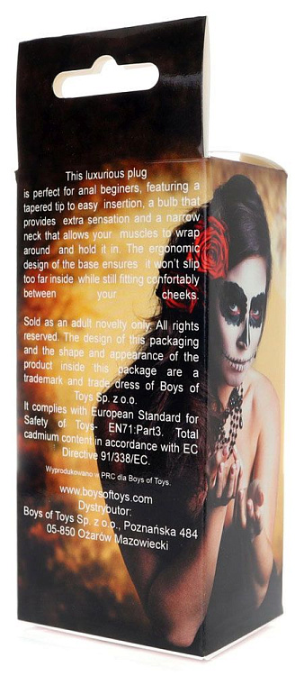 Черная анальная втулка с прозрачным кристаллом - 9,2 см.