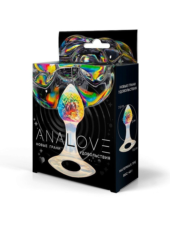 Яркая анальная пробка с ручкой - 8,5 см.