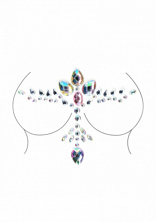 Юбка в сеточку с завышенной талией и украшение на грудь High-waist Fishnet Skirt   Dazzling Sticker