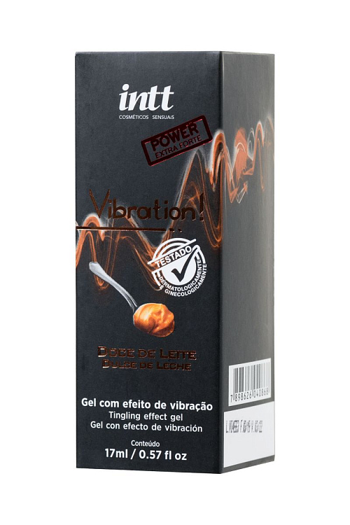 Жидкий массажный гель VIBRATION Dulce de Leche с ароматом сгущенного молока и эффектом вибрации - 17 мл.
