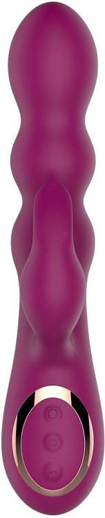 Сливовый вибратор-кролик AN Stamen с массажем бусинами - 22 см.