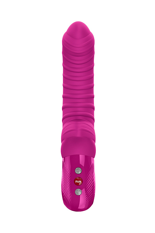 Лиловый вибратор Tiger с ребрышками - 22,5 см.