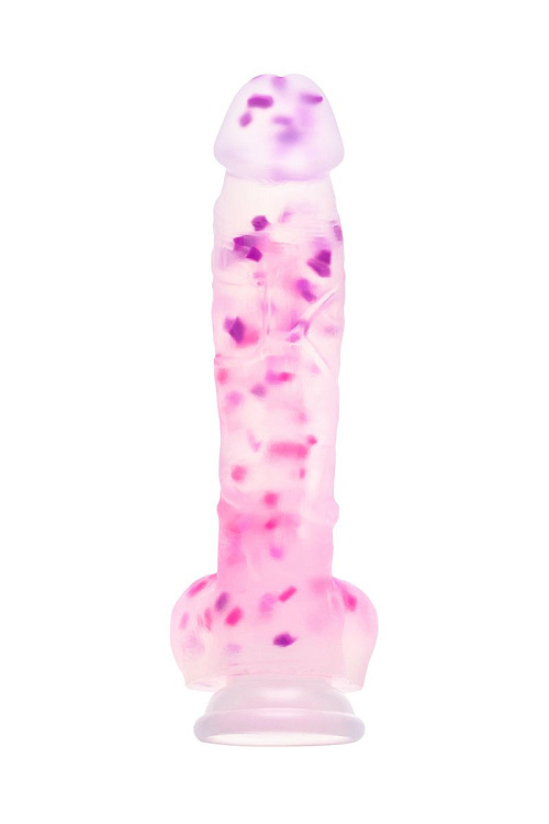 Прозрачный фаллоимитатор Apolo с цветными вкраплениями - 24 см.