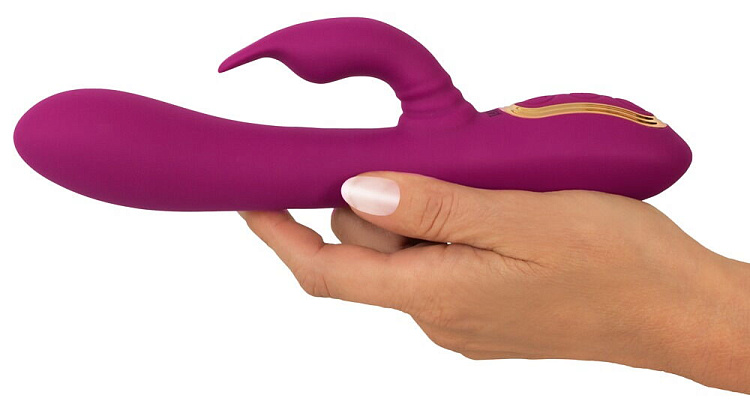 Фиолетовый вибратор 3 Function Vibrator с вращением бусин - 23 см.