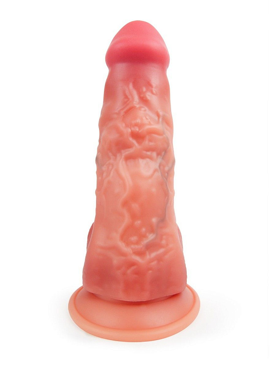 Телесный силиконовый фаллоимитатор на присоске - 25 см.