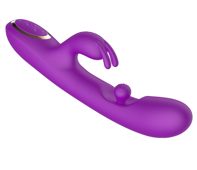Фиолетовый вибратор-кролик с вращающимся шариком