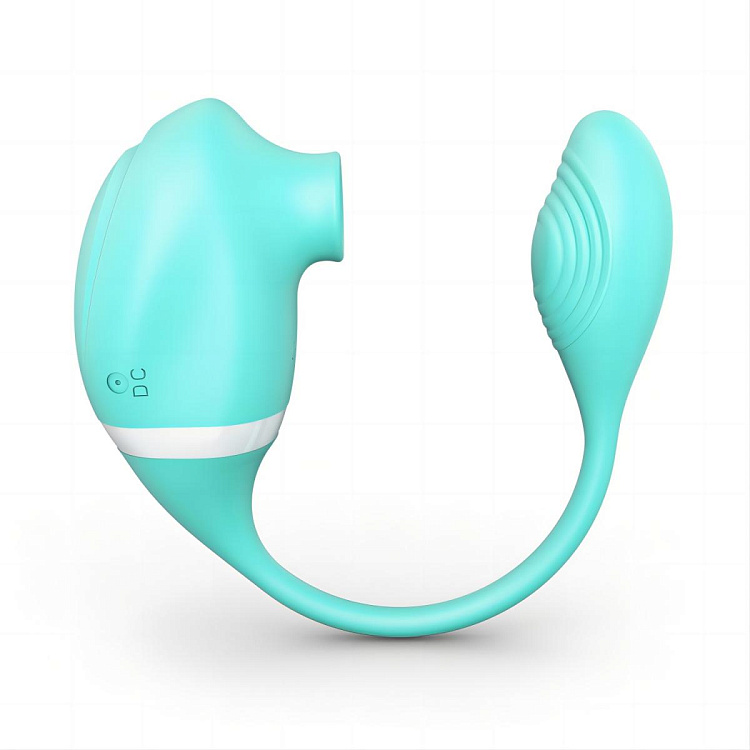 Мятный вакуумный вибростимулятор Tadpole Vibrating Dual Stimulation с виброхвостиком