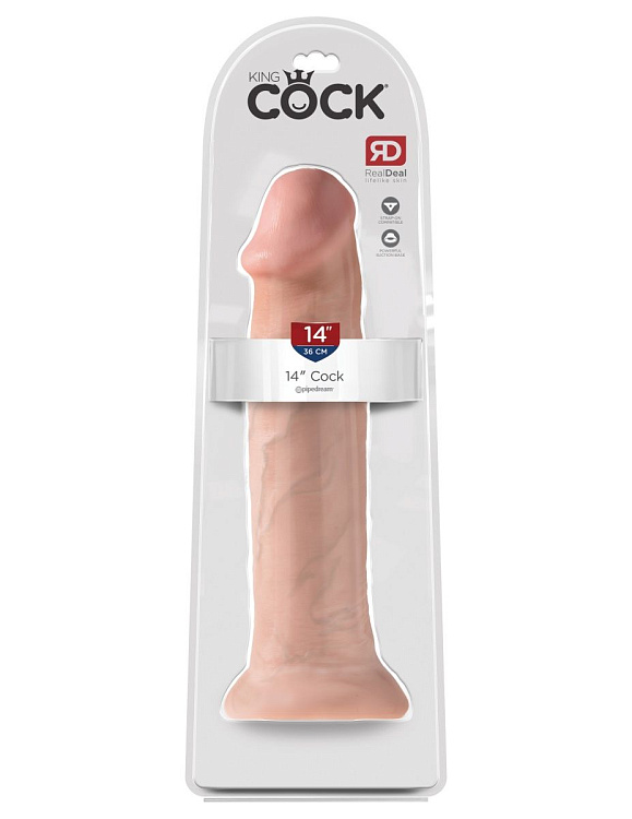 Телесный фаллоимитатор-гигант на присоске 14  Cock - 36 см.