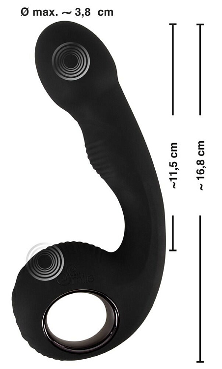 Черный силиконовый вибратор G   P-Spot Vibrator - 16,8 см.