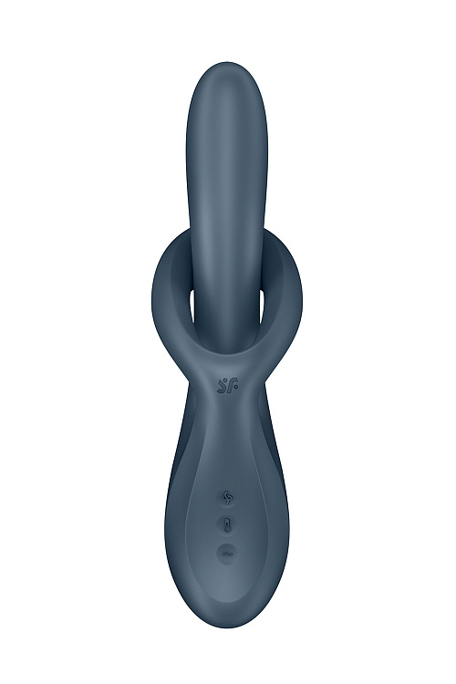 Серый вибратор-ротатор с функцией нагрева Heat Flex 4 - 23 см.