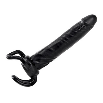 Чёрная насадка-фаллос для двойного проникновения INFLATABLE DILDO SLIM DONG  - 13,5 см.