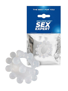 Эластичное эрекционное кольцо с двумя рядами шариков